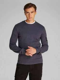 Calvin Klein Jeans Langarmshirt Badge Waffle LS Tee Dunkelblau