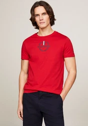 Tommy Hilfiger T-Shirt GLOBAL STRIPE WREATH TEE mit Archive-Wappen-Logo Rot