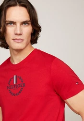 Tommy Hilfiger T-Shirt GLOBAL STRIPE WREATH TEE mit Archive-Wappen-Logo Rot