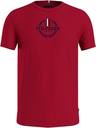 Tommy Hilfiger T-Shirt GLOBAL STRIPE WREATH TEE mit Archive-Wappen-Logo Rot