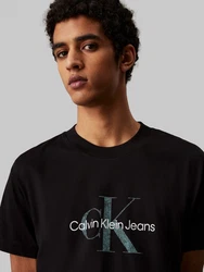 Calvin Klein Jeans Rundhalsshirt TEXTURED MONOLOGO TEE Schwarz/Grün