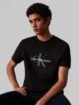 Calvin Klein Jeans Rundhalsshirt TEXTURED MONOLOGO TEE Schwarz/Grün
