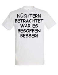 Youth Designz Print-Shirt Herren T-Shirt Nüchtern betrachtet lustig Print Statement Geschenk mit witzigen Aufdruck für Männer Creme/Weiß/Dunkelgrau/Beige/Hellblau