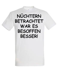Youth Designz Print-Shirt Herren T-Shirt Nüchtern betrachtet lustig Print Statement Geschenk mit witzigen Aufdruck für Männer Creme/Weiß/Dunkelgrau/Beige/Hellblau