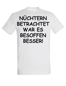 Youth Designz Print-Shirt Herren T-Shirt Nüchtern betrachtet lustig Print Statement Geschenk mit witzigen Aufdruck für Männer Creme/Weiß/Dunkelgrau/Beige/Hellblau