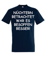 Youth Designz Print-Shirt Herren T-Shirt Nüchtern betrachtet lustig Print Statement Geschenk mit witzigen Aufdruck für Männer Dunkelblau