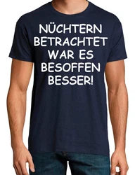 Youth Designz Print-Shirt Herren T-Shirt Nüchtern betrachtet lustig Print Statement Geschenk mit witzigen Aufdruck für Männer Dunkelblau