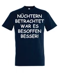 Youth Designz Print-Shirt Herren T-Shirt Nüchtern betrachtet lustig Print Statement Geschenk mit witzigen Aufdruck für Männer Dunkelblau