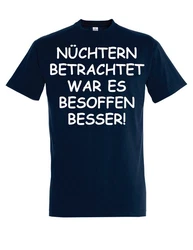 Youth Designz Print-Shirt Herren T-Shirt Nüchtern betrachtet lustig Print Statement Geschenk mit witzigen Aufdruck für Männer Dunkelblau