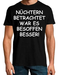 Youth Designz Print-Shirt Herren T-Shirt Nüchtern betrachtet lustig Print Statement Geschenk mit witzigen Aufdruck für Männer Schwarz/Silber/Lila/Orange