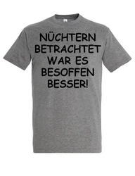 Youth Designz Print-Shirt Herren T-Shirt Nüchtern betrachtet lustig Print Statement Geschenk mit witzigen Aufdruck für Männer Dunkelgrau