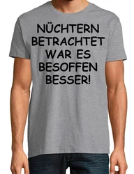 Youth Designz Print-Shirt Herren T-Shirt Nüchtern betrachtet lustig Print Statement Geschenk mit witzigen Aufdruck für Männer Dunkelgrau