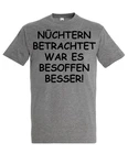 Youth Designz Print-Shirt Herren T-Shirt Nüchtern betrachtet lustig Print Statement Geschenk mit witzigen Aufdruck für Männer Dunkelgrau