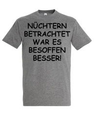 Youth Designz Print-Shirt Herren T-Shirt Nüchtern betrachtet lustig Print Statement Geschenk mit witzigen Aufdruck für Männer Dunkelgrau