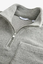 Next Fleecejacke Sweatshirt mit Reißverschlusskragen aus Wollmix (1-St) 