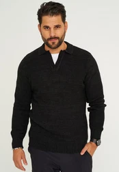 CARISMA Strickpullover CRALYTUS Polo-Kragen Schwarz/Rot/Hellblau/Dunkelgrau