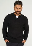 CARISMA Strickpullover CRALYTUS Polo-Kragen Schwarz/Rot/Hellblau/Dunkelgrau
