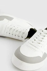Next Flache Turnschuhe Sneaker Weiß/Creme/Dunkelgrün