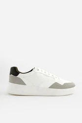 Next Flache Turnschuhe Sneaker Weiß/Creme/Dunkelgrün