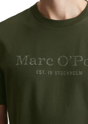 Marc O'Polo T-Shirt mit tonigem Label-Print Dunkelgrün/Khaki
