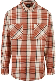 Langarmhemd Herren Long Oversized Checked Leaves Shirt (1-tlg)