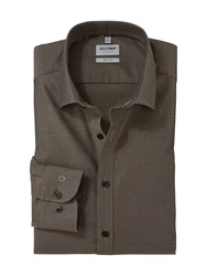 OLYMP Businesshemd Level 5 Khaki/Grau/Dunkelgrün/Braun/Dunkelbraun