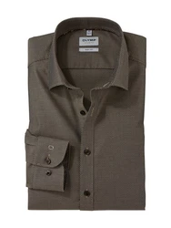 OLYMP Businesshemd Level 5 Khaki/Grau/Dunkelgrün/Braun/Dunkelbraun