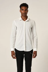Antioch Blusenshirt Slim Fit Hidden Button Long Sleeve Weiß/Creme/Lila/Gelb