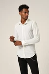 Antioch Blusenshirt Slim Fit Hidden Button Long Sleeve Weiß/Creme/Lila/Gelb