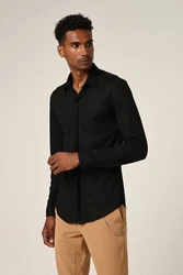 Antioch Blusenshirt Slim Fit Hidden Button Long Sleeve Schwarz