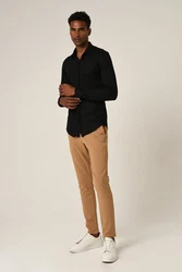 Antioch Blusenshirt Slim Fit Hidden Button Long Sleeve Schwarz