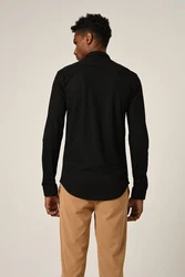 Antioch Blusenshirt Slim Fit Hidden Button Long Sleeve Schwarz