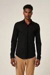 Antioch Blusenshirt Slim Fit Hidden Button Long Sleeve Schwarz