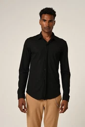 Blusenshirt Slim Fit Shirt Hidden Button Long Sleeve