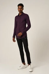 Antioch Blusenshirt Slim Fit Hidden Button Long Sleeve Dunkelrot/Lila/Bordeaux/Rosa