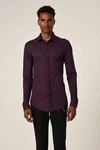 Antioch Blusenshirt Slim Fit Hidden Button Long Sleeve Dunkelrot/Lila/Bordeaux/Rosa