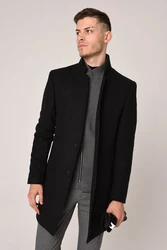 Antioch Wintermantel Mandarin Collar Coat Schwarz/Grau