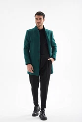 Antioch Wintermantel Mandarin Collar Coat Dunkelgrün/Türkis/Grün