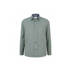 TOM TAILOR Langarmshirt Langarmhemd uni Dunkelgrün/Grün/Hellblau/Türkis/Blau