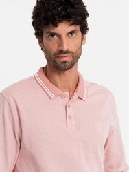 OMBRE Langarm-Poloshirt Rosa