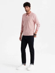 OMBRE Langarm-Poloshirt Rosa