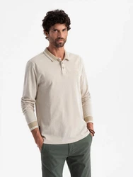 OMBRE Langarm-Poloshirt Khaki/Beige