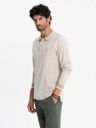 OMBRE Langarm-Poloshirt Khaki/Beige