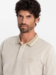 OMBRE Langarm-Poloshirt Khaki/Beige