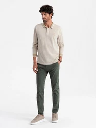 OMBRE Langarm-Poloshirt Khaki/Beige