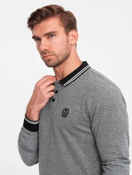 OMBRE Langarm-Poloshirt Grau/Dunkelgrau/Hellgrau