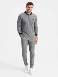 OMBRE Langarm-Poloshirt Grau/Dunkelgrau/Hellgrau