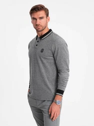 OMBRE Langarm-Poloshirt Grau/Dunkelgrau/Hellgrau