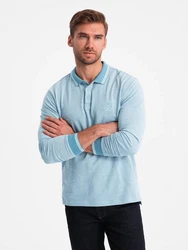 OMBRE Langarm-Poloshirt Blau/Hellblau