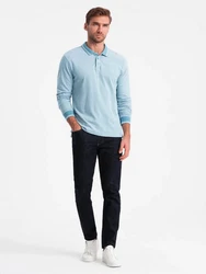 OMBRE Langarm-Poloshirt Blau/Hellblau